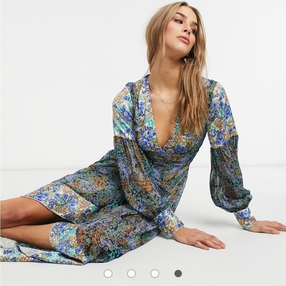 ASOS Hippie Fairycore Festival Mermaid Maxi Dress Ditsy Print Boho Floral Vamp - Picture 2 of 13